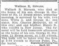 Stevens, Wallace B.orWilliam B (Death Notice)